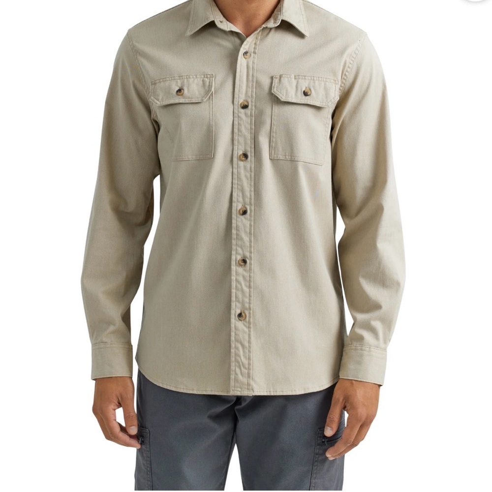 Wrangler Relaxed Fit Long Sleeve Woven Shirt Twill Heather Heather Size 2XL
